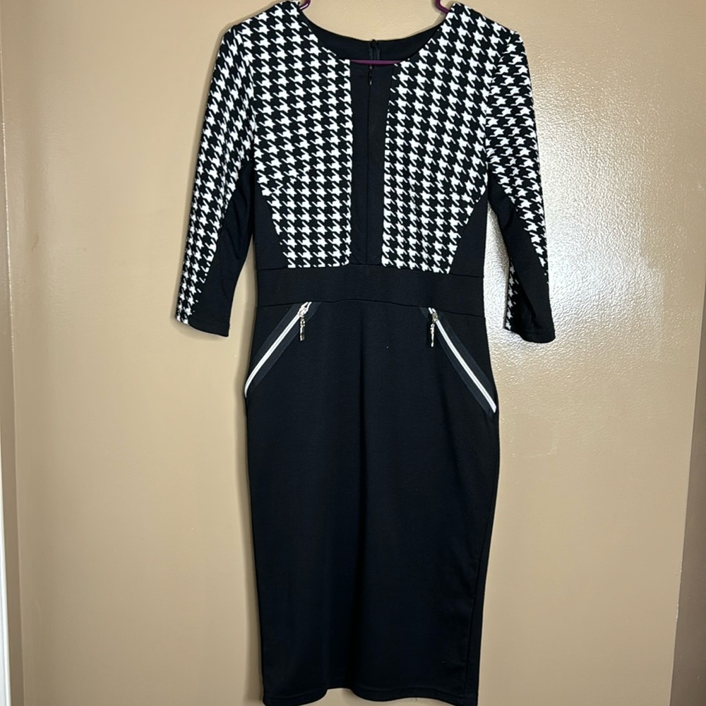 Medium - Miusol Women's Business Houndstooth-Print pencil dress